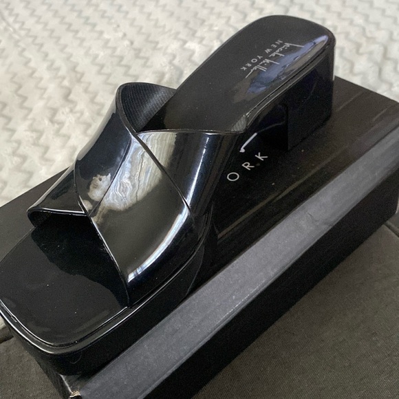 Nicole by Nicole Miller Shoes - Black Sandals With Low Wedge Heel
